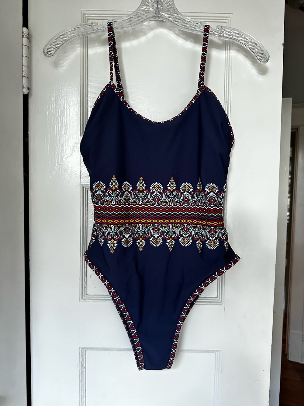 Women’s Navy Cupshe One-Piece Swimsuit with Decorative Waistband -Size Small NWT